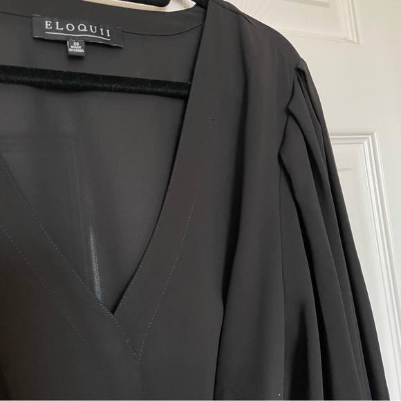 Eloquii black blouse with sash and arm detail, size 20, NWT - Picture 4 of 12